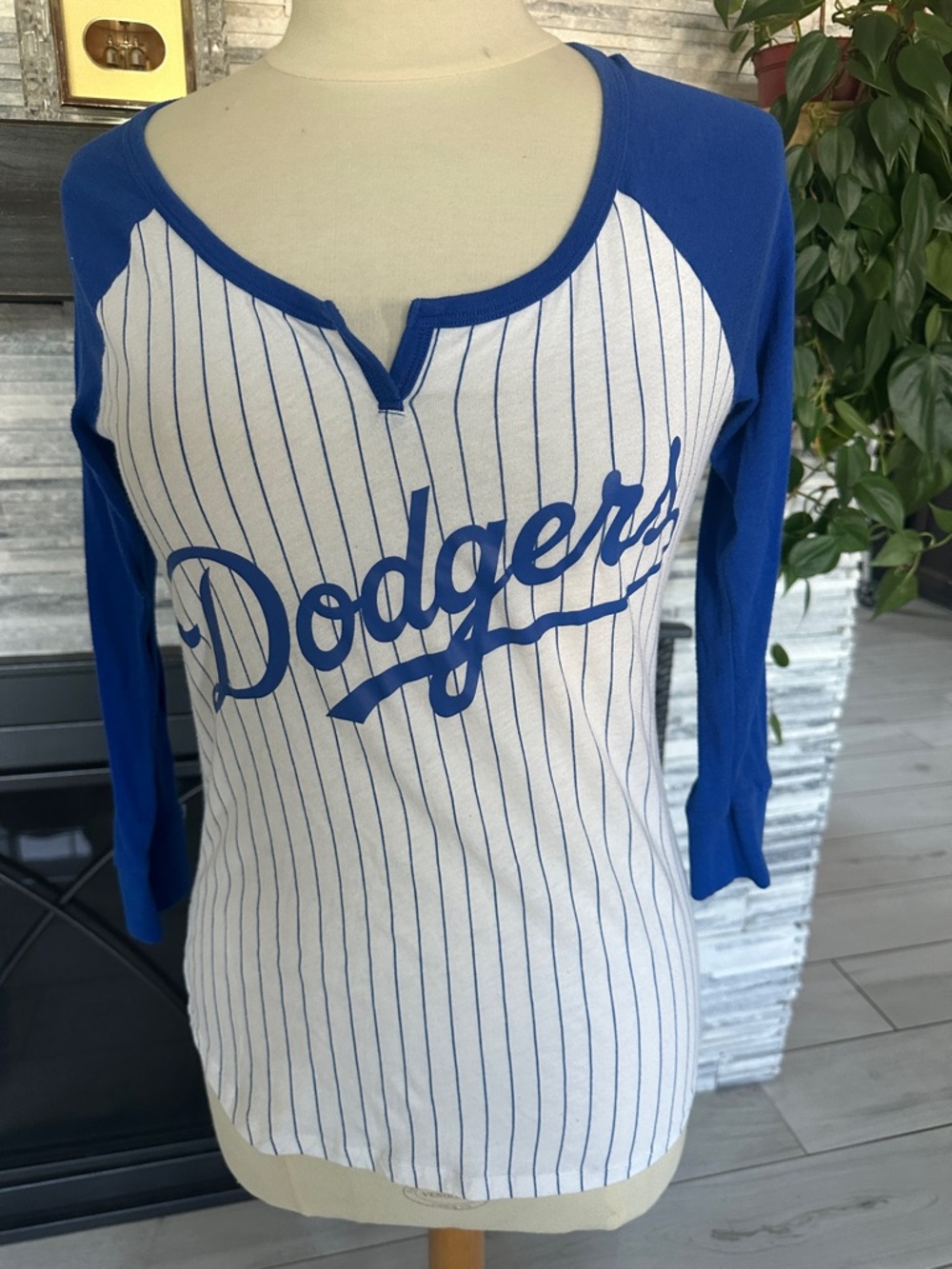 PINK Victoria's Secret Blue and White Striped Tee size S
